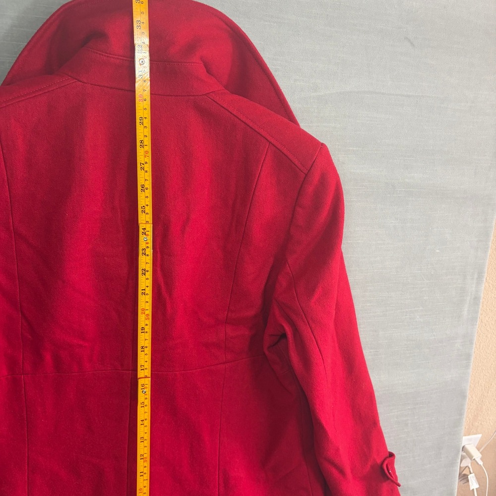 New York & Company Red Wool Blend Peacoat Y2K Retro Style Double Breasted Coat - Picture 7 of 7